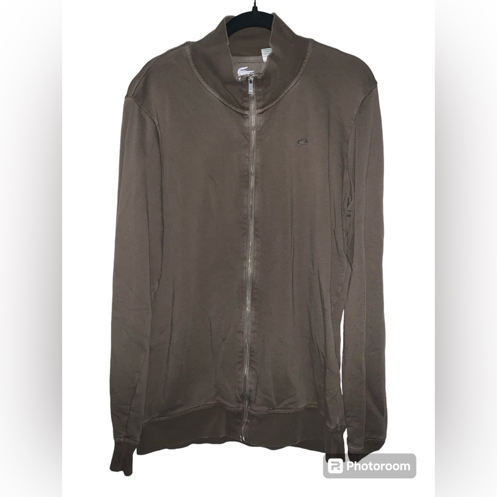Lacoste brown full zip up mock neck sweatshirt size‎ 6 or XL